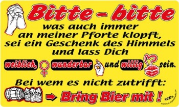 Spaß-Schild - Bitte bitte....bring Bier mit - 309208 - 25cm x 15cm