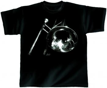 T-Shirt unisex mit Print - Trombone - 10681 schwarz - von ROCK YOU MUSIC SHIRTS - Gr. XXL