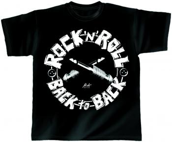 T-Shirt unisex mit Print - Back to Back - von ROCK YOU MUSIC SHIRTS - mit zweiseitigem Motiv - 10365 schwarz - Gr. L