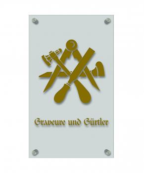Zunftschild Handwerkerschild - Graveure und Gürtler - beschriftet auf edler Acryl-Kunststoff-Platte – 309437