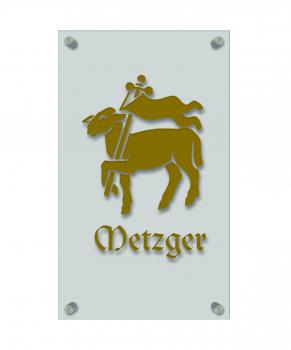 Zunftschild Handwerkerschild - Metzger - beschriftet auf edler Acryl-Kunststoff-Platte – 309445 gold