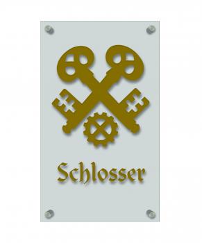 Zunftschild Handwerkerschild - Schlosser - beschriftet auf edler Acryl-Kunststoff-Platte – 309410 gold