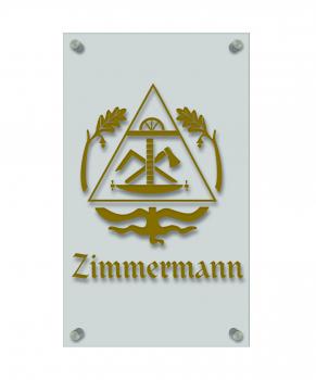 Zunftschild Handwerkerschild - Zimmermann - beschriftet auf edler Acryl-Kunststoff-Platte – 309409 gold