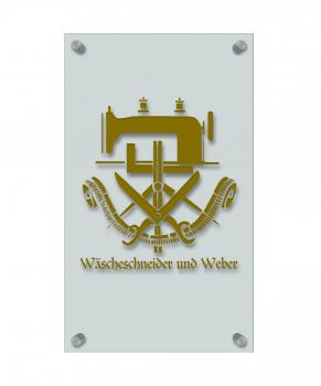 Zunftschild Handwerkerschild - Wäscheschneider und Weber - beschriftet auf edler Acryl-Kunststoff-Platte – 309422 gold