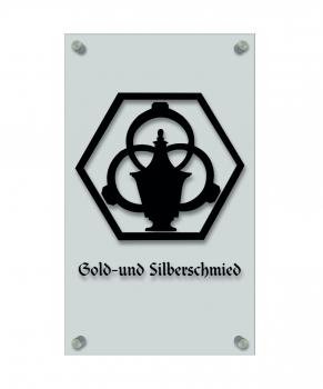 Zunftschild Handwerkerschild - Gold- und Silberschmied - beschriftet auf edler Acryl-Kunststoff-Platte – 309425 - schwarz