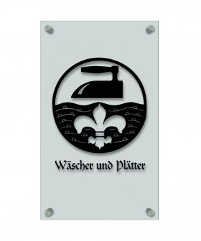 Zunftschild Handwerkerschild - Wäscher und Plätter - beschriftet auf edler Acryl-Kunststoff-Platte – 309407 schwarz