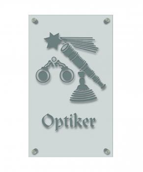 Zunftschild Handwerkerschild - Optiker - beschriftet auf edler Acryl-Kunststoff-Platte – 309428 silber