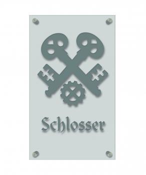 Zunftschild Handwerkerschild - Schlosser - beschriftet auf edler Acryl-Kunststoff-Platte – 309410 silber