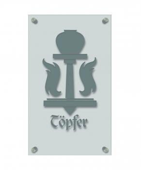 Zunftschild Handwerkerschild - Töpfer - beschriftet auf edler Acryl-Kunststoff-Platte – 309416 silber