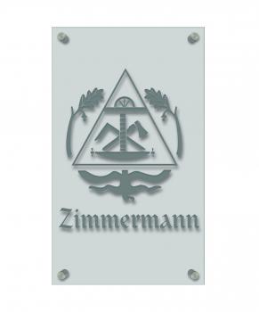 Zunftschild Handwerkerschild - Zimmermann - beschriftet auf edler Acryl-Kunststoff-Platte – 309409 silber