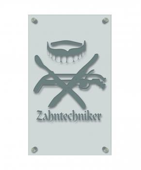 Zunftschild Handwerkerschild - Zahntechniker - beschriftet auf edler Acryl-Kunststoff-Platte – 309401 silber