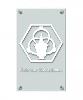 Zunftschild Handwerkerschild - Gold- und Silberschmied - beschriftet auf edler Acryl-Kunststoff-Platte – 309425 - weiß