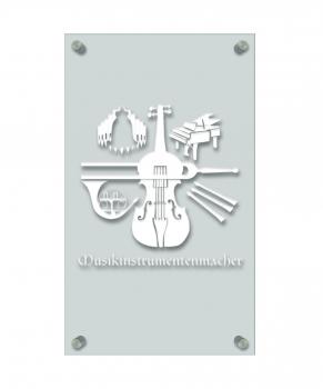 Zunftschild Handwerkerschild - Musikinstrumentenmacher - beschriftet auf edler Acryl-Kunststoff-Platte – 309404 weiß