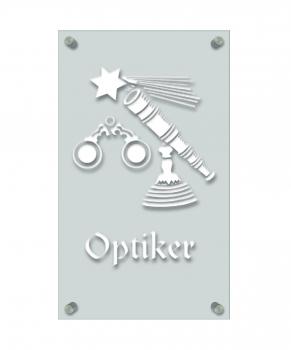 Zunftschild Handwerkerschild - Optiker - beschriftet auf edler Acryl-Kunststoff-Platte – 309428 weiß