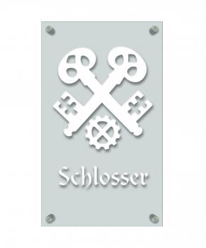 Zunftschild Handwerkerschild - Schlosser - beschriftet auf edler Acryl-Kunststoff-Platte – 309410 weiß