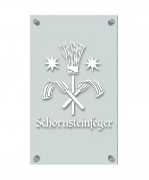 Zunftschild Handwerkerschild - Schornsteinfeger - beschriftet auf edler Acryl-Kunststoff-Platte – 309420 weiß