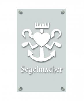 Zunftschild Handwerkerschild - Segelmacher - beschriftet auf edler Acryl-Kunststoff-Platte – 309413 weiß