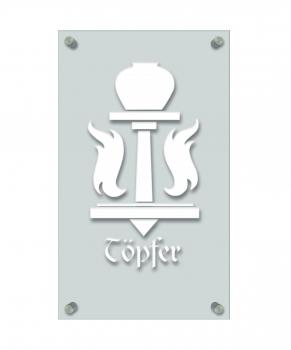 Zunftschild Handwerkerschild - Töpfer - beschriftet auf edler Acryl-Kunststoff-Platte – 309416 weiß