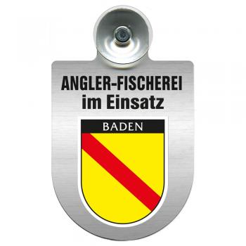 Einsatzschild Windschutzscheibe incl. Saugnapf - Angler-Fischerei im Einsatz - 309373-17  - Baden