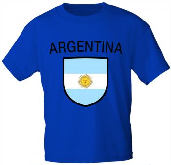 Kinder T-Shirt mit Print - Argentina Argentinien - 76014 royalblau Gr. 86-164