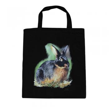 Baumwolltasche mit Print Kaninchen Hase Schwarzloh B06972 schwarz