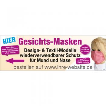 Banner Werbebanner Gr. 3m x 1m - Gesichts-Masken.... - 309805 Pfeil Links