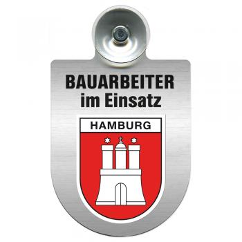 Einsatzschild Windschutzscheibe incl. Saugnapf - Bauarbeiter im Einsatz - 393805 - Region Hamburg