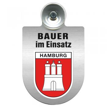 Einsatzschild Windschutzscheibe incl. Saugnapf - Bauer im Einsatz - 309736-15 Region Hamburg