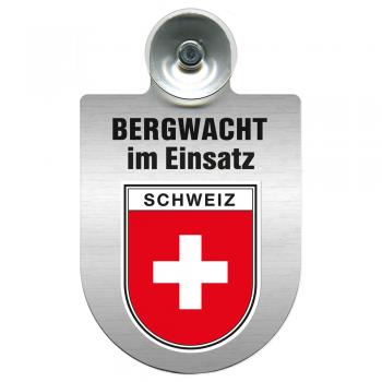Einsatzschild mit Saugnapf - Bergwacht im Einsatz - incl. Regionenwappen nach Wahl 393807