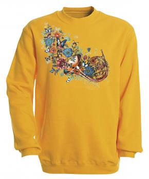 Sweatshirt mit Print - Trompete - S10283 - versch. farben zur Wahl - Gr. gelb / XL