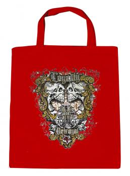 Baumwolltasche mit Print LOYALTY betrayal - Totenköpfe Skull - U10831 rot