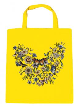 Baumwolltasche mit Print Blumen Schmetterlinge U09840 gelb