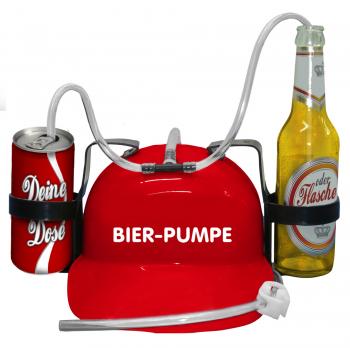 Trinkhelm Spaßhelm mit Printmotiv - Bier Pumpe - 51623 - versch. Farben zur Wahl rot
