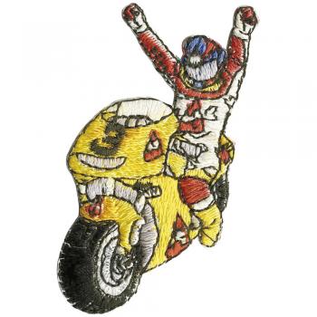 AUFNÄHER Patches - Motorradfahrer gelb - 02006 Gr. ca. 5 x 3 cm