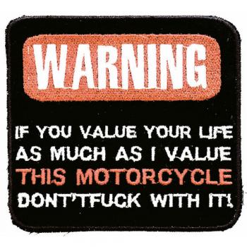 AUFNÄHER - WARNING ... - 03252 - Gr. 8,5 x 9,5 cm - Patches Stick Applikation