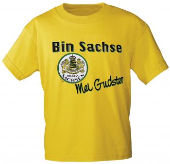 T-Shirt Unisex mit Print - Bin Sachse mei Gudster - 09805 gelb - Gr. M