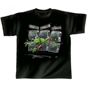 T-Shirt unisex mit Print - Blow Away Frog - von ROCK YOU MUSIC SHIRTS - 10376 schwarz - Gr. L
