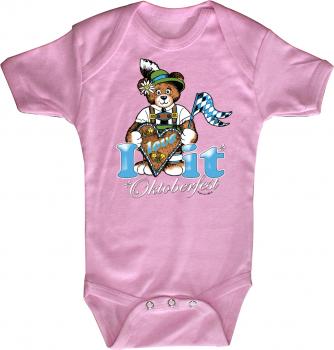 Babystrampler mit Print – Oktoberfest - i love it- 12733 pink – Gr. 18-24 Monate