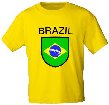 Kinder T-Shirt mit Print - Brazil Brasilien - 76029 gelb Gr. 86-164