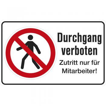 Verbotsschild - DURCHGANG VERBOTEN - Gr. ca. 40 x 25 cm - 320484/2