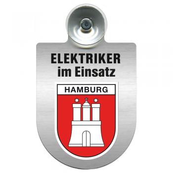 Einsatzschild für Windschutzscheibe incl. Saugnapf - Elektriker im Einsatz - 309489-   Wappen nach Wahl - 309489