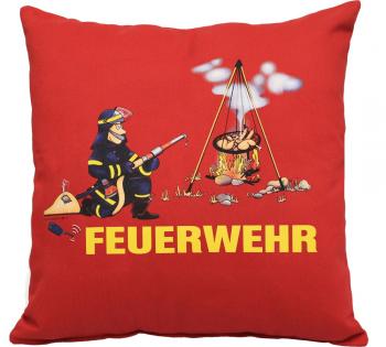 Zierkissen Dekokissen mit Aufdruck - FEUERWEHR - (09231 rot) Kopfkissen Kissen