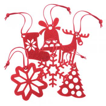 Weihnachtsdeko Filz-Set 6teilig Elch, Tannenbaum ... Gr. ca. 6cm 27702
