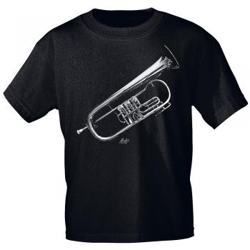 T-Shirt unisex mit Print - Flügelhorn trad. - von ROCK YOU MUSIC SHIRTS - 10722 schwarz - Gr. M