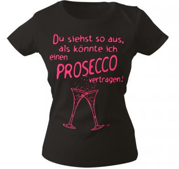 Girly-Shirt mit Print ...Prosecco vertragen ! G09087 schwarz Gr. XS
