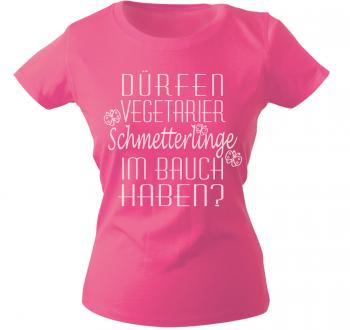 Girly-Shirt mit Print - Dürfen Vegatarier... - G10221 - pink - Gr. XS-XXL