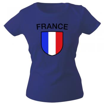 Girly-Shirt mit Print Fahne Flagge Wappen France Frankreich G73351 Gr. Navy / M