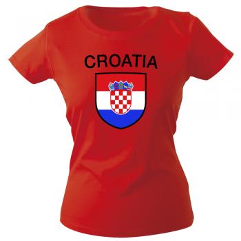 Girly-Shirt mit Print Fahne Flagge Wappen Kroatien Croatia G76387 rot Gr. XL