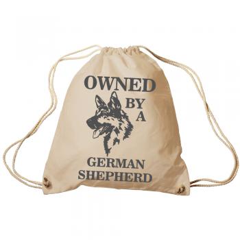 Trend-Bag Turnbeutel Sporttasche Rucksack mit Print - Owned by a german shepherd- TB08900 natur