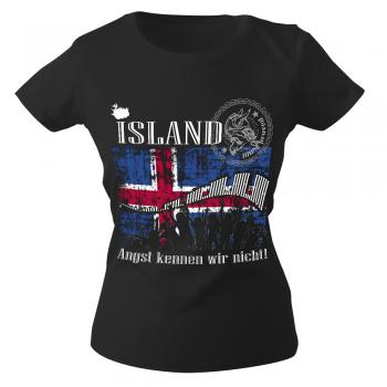 Girly-Shirt mit Print - Flagge Island - Angst kennen wir nicht - G12124 schwarz - Gr. XXL